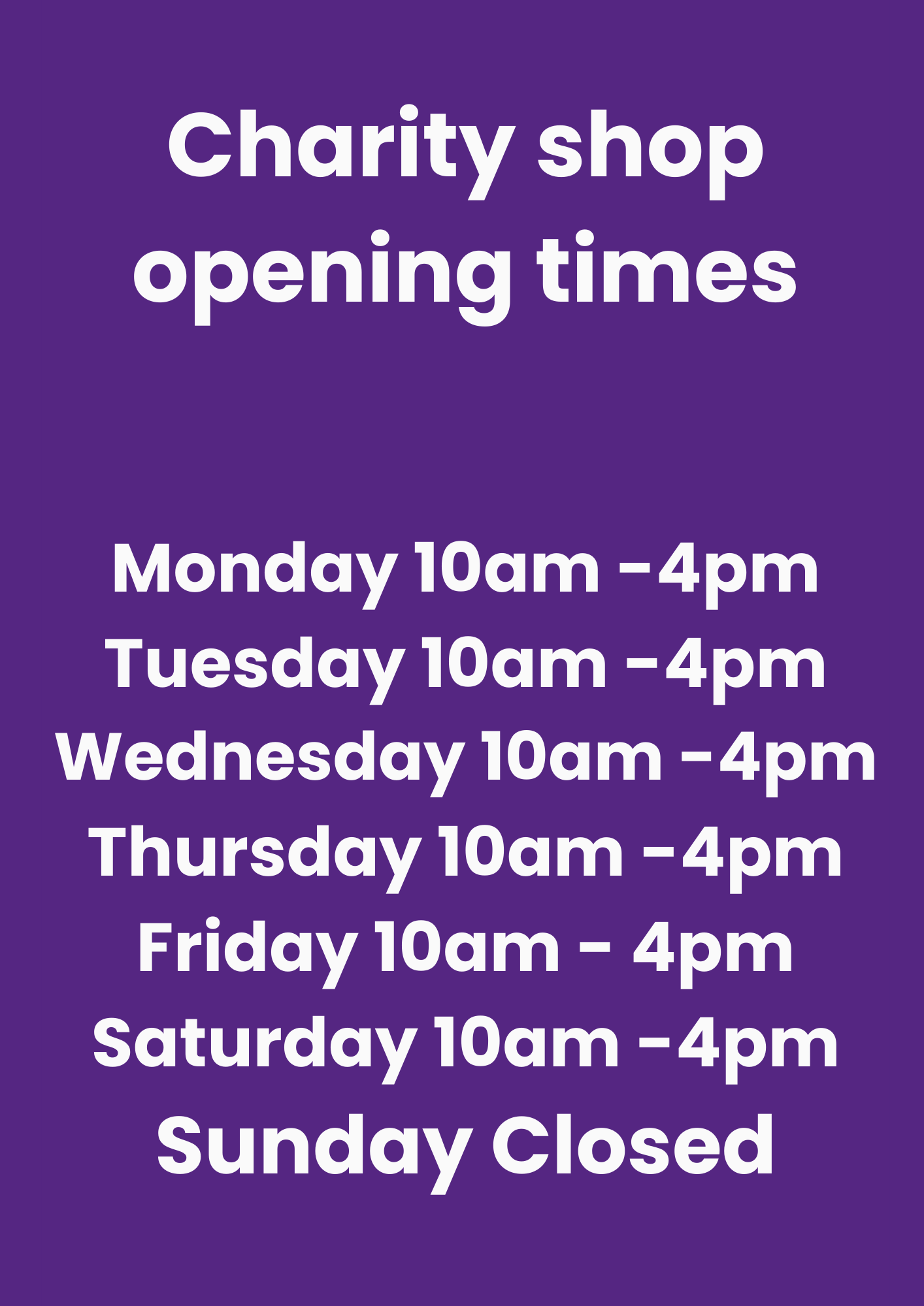 for website opening times (Document (A4))